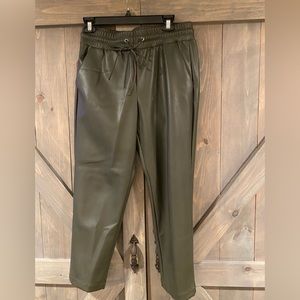 Faux Leather Pant - Olive Green. New!
